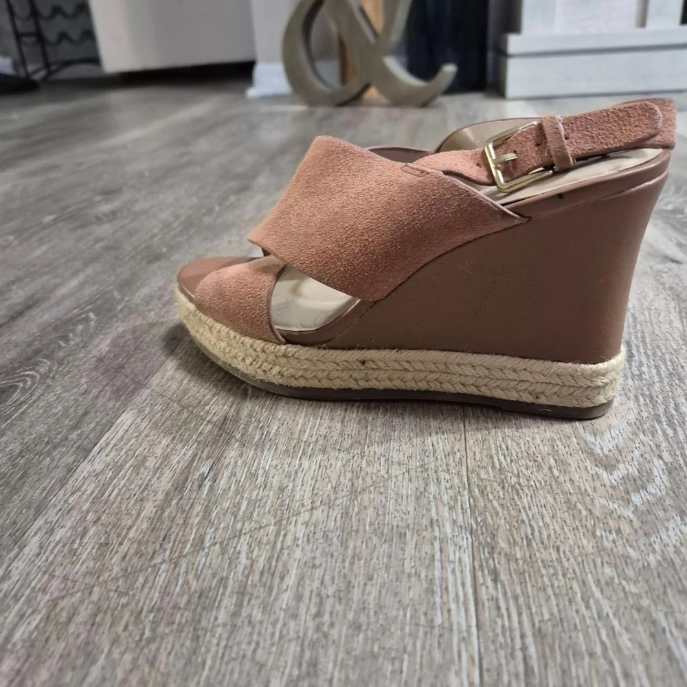 Women's H Halston Brown Wedge‎ Sandals 7.5
